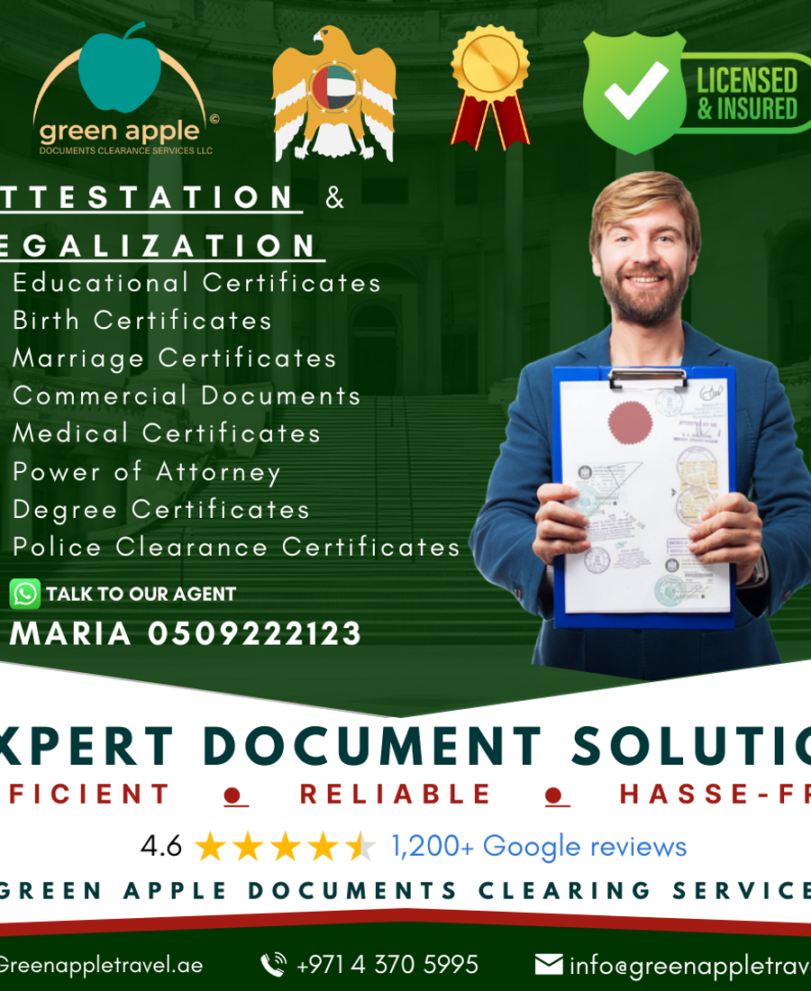 خدمات التصديق والتصديق في دبي — Green Apple Travel & Tourism, Dubai
