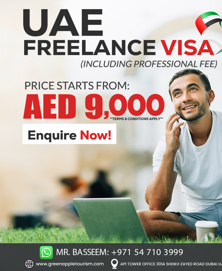 احصل على فيزا العمل الحر في الإمارات بـ9000 درهم — Green Apple Travel & Tourism, Dubai