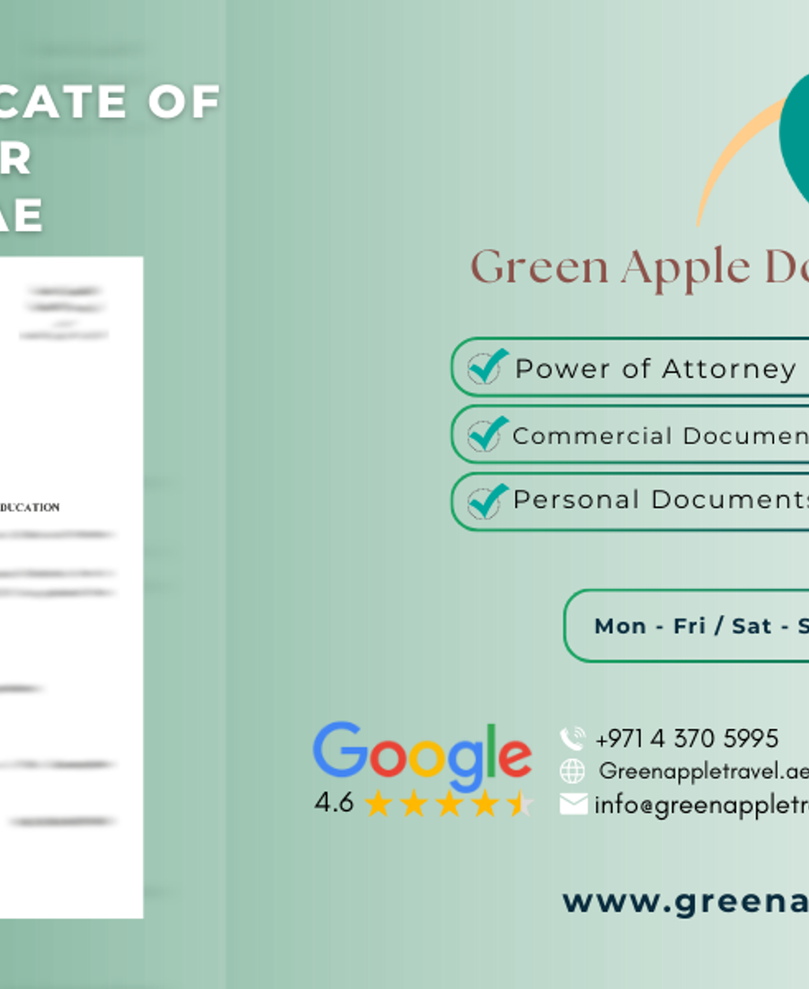 Справки о соответствии в ОАЭ — Green Apple Travel & Tourism, Dubai