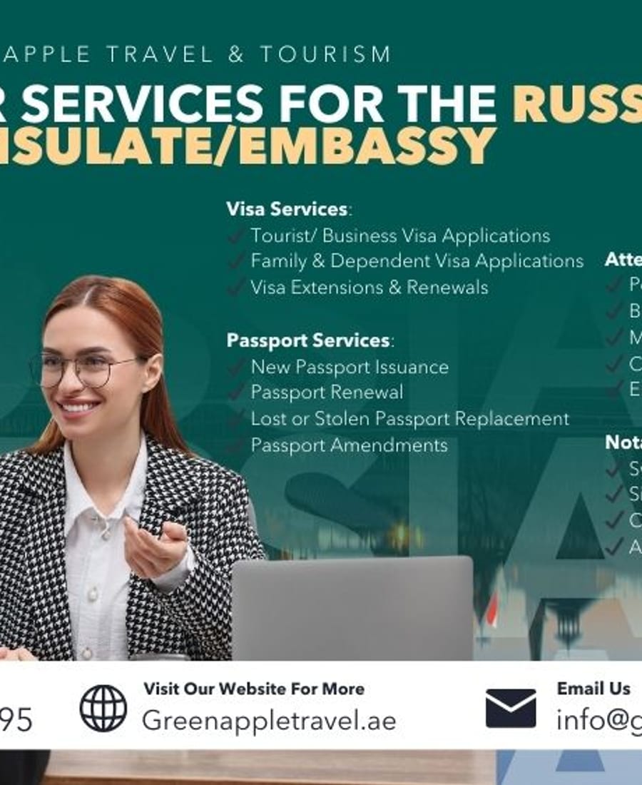 Услуги Посольства России — Green Apple Travel & Tourism, Dubai
