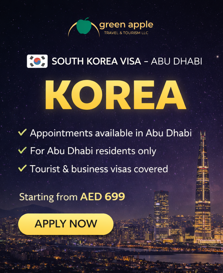 Long Visa Processing Times? Get Your South Korea Visa in Abu Dhabi Fast | Starting at AED 699 — Green Apple Travel & Tourism, Dubai