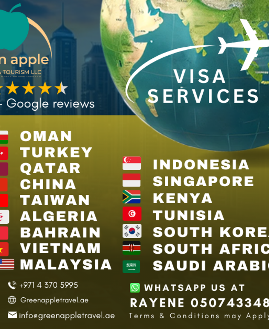 Hassle-Free Visa Services for 15 Countries — Green Apple Travel & Tourism, Dubai